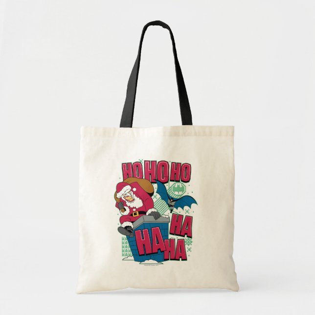 Batman | Joker Santa Claus Climbing Out Chimney Tote Bag (Front)