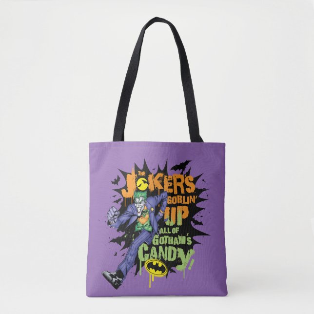 Batman | Joker's Goblin' Up All of Gotham's Candy Tote Bag (Front)