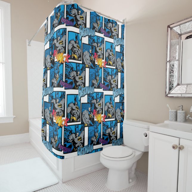 Batman Knight FX - 30A Thwack/Fwooshh Pattern Shower Curtain (In Situ)