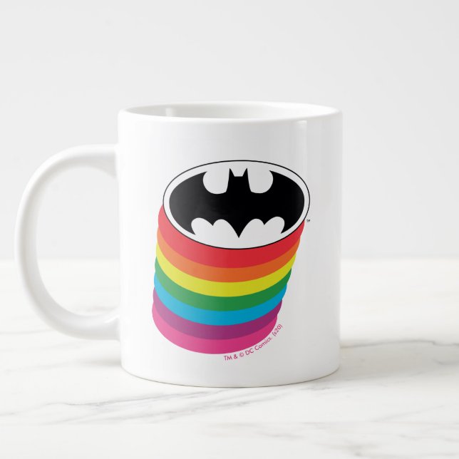 Batman Layered Rainbow Logo Large Coffee Mug (Left)