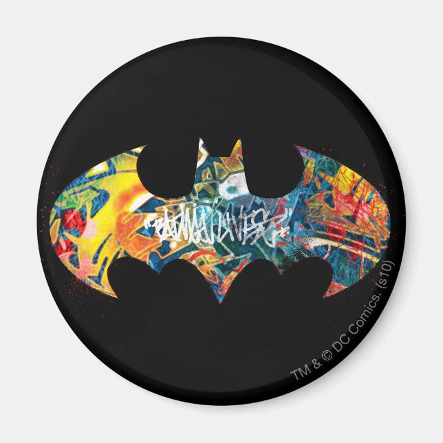 Batman Logo Neon 80's Graffiti Magnet (Front)