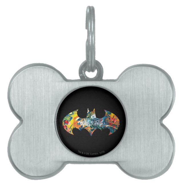 Batman Logo Neon 80's Graffiti Pet ID Tag (Front)
