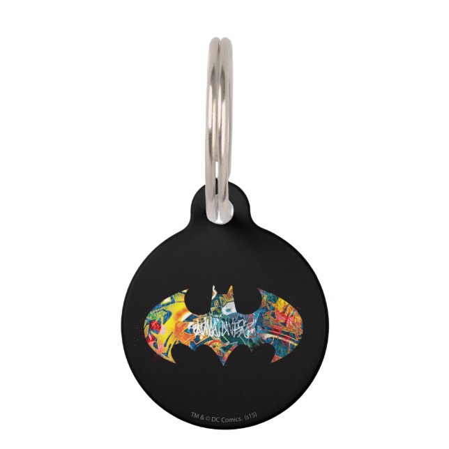 Batman Logo Neon 80's Graffiti Pet Tag (Front)