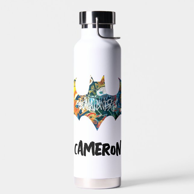 Batman Logo Neon 80's Graffiti Water Bottle (Left)