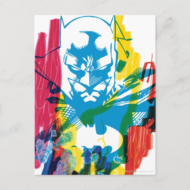 Batman Neon Marker Collage Postcard (Front)