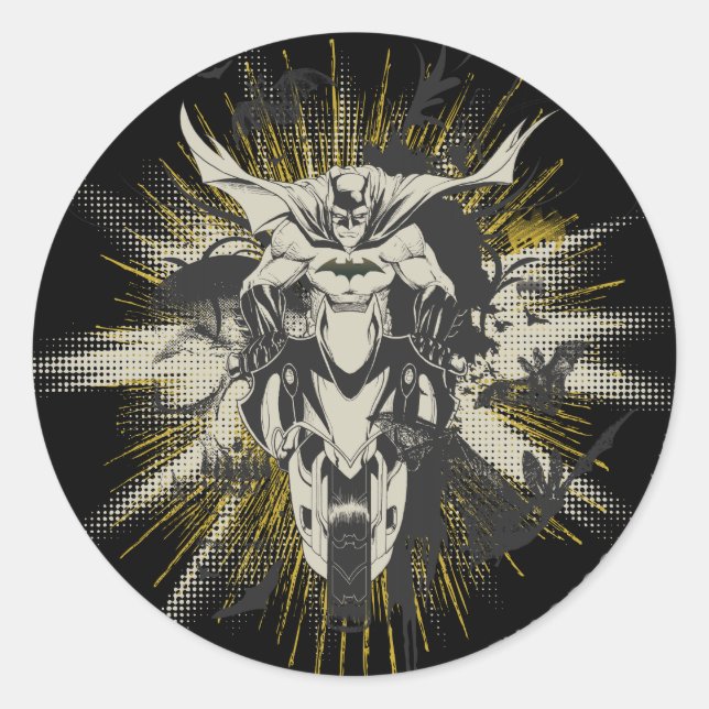 Batman on Bike Classic Round Sticker (Front)