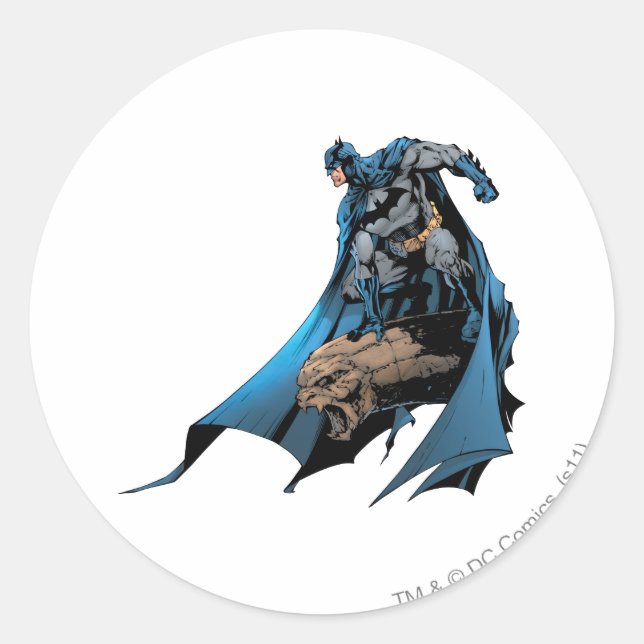 Batman on gargoyle classic round sticker (Front)