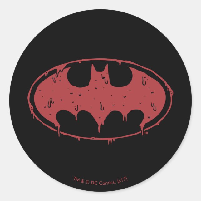 Batman | Oozing Red Bat Logo Classic Round Sticker (Front)