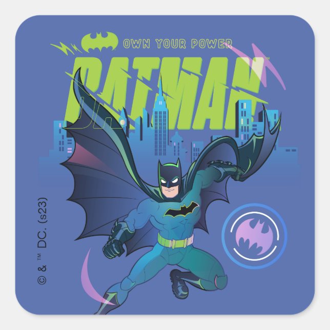 Batman "Own Your Power" City Graphic Square Sticker (Front)