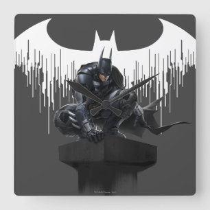 Batman Perched on a Pillar Square Wall Clock