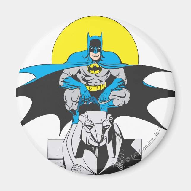 Batman Perches On Stone Lion Magnet (Front)