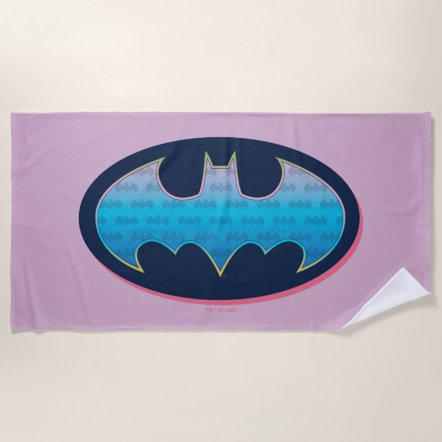 Batman | Pink & Blue Symbol Beach Towel (Front)