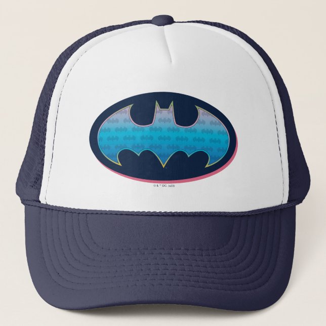 Batman | Pink & Blue Symbol Trucker Hat (Front)