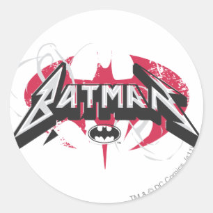Batman   Red and Black Logo Classic Round Sticker