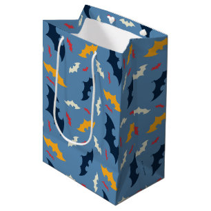 Batman   Red, Blue, and Yellow Bat Logo Pattern Medium Gift Bag