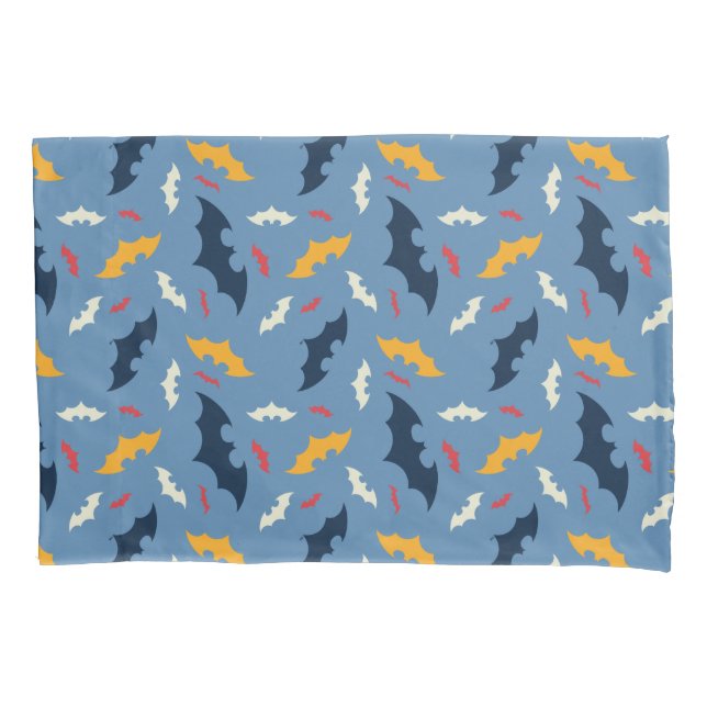 Batman | Red, Blue, and Yellow Bat Logo Pattern Pillowcase (Front)
