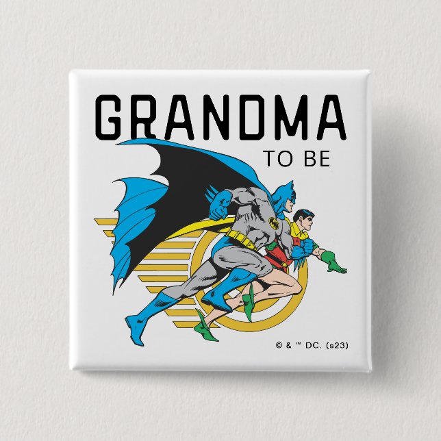 Batman & Robin Profile | Grandma To Be 15 Cm Square Badge (Front)