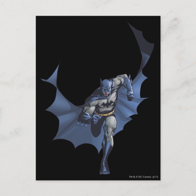 Batman runs with flying cape postcard (Front)