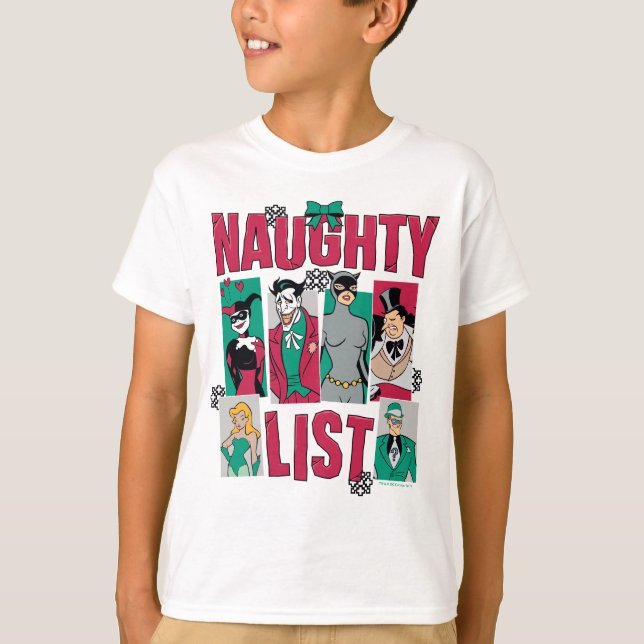 Batman | Santa Naughty List of Villains T-Shirt (Front)