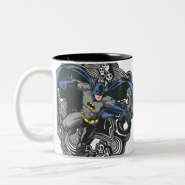 Batman Skulls/Ink Doodle 2 Two-Tone Coffee Mug (Left)