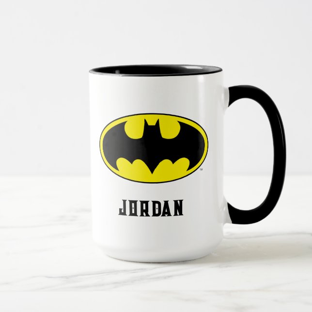 Batman Symbol | Bat Oval Logo | Add Your Name Mug (Right)