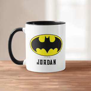 Batman Symbol   Bat Oval Logo   Add Your Name Mug