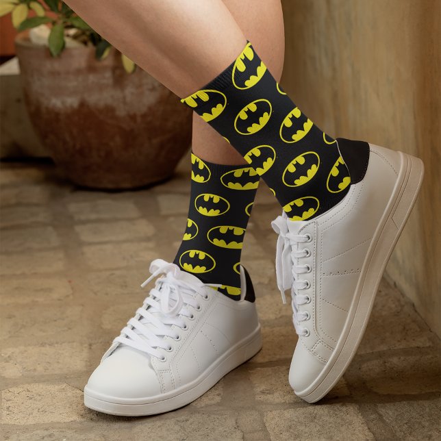 Batman Symbol | Bat Oval Logo Socks (Person wearing socks)