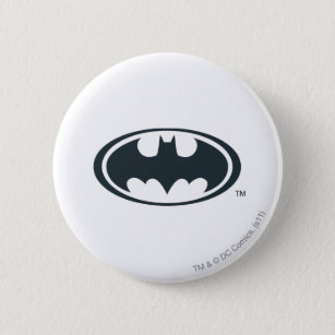 Batman Symbol   Black and White Logo 6 Cm Round Badge