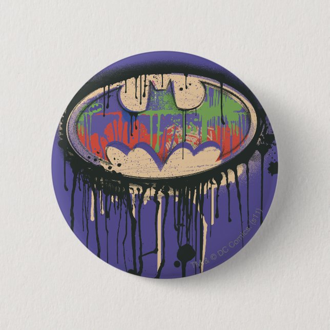 Batman Symbol | Green Purple Red Logo 6 Cm Round Badge (Front)