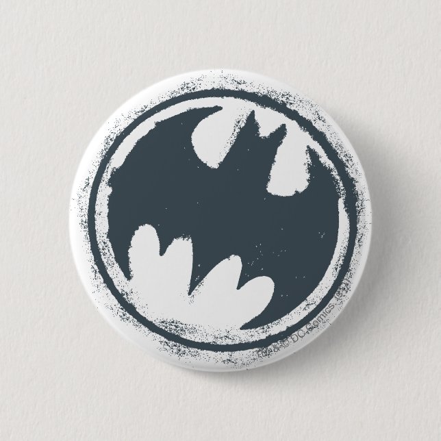 Batman Symbol | Grey Grunge Logo 6 Cm Round Badge (Front)