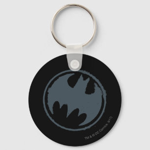 Batman Symbol   Grey Grunge Logo Key Ring