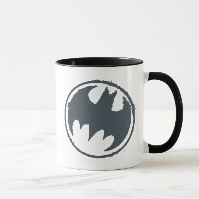 Batman Symbol | Grey Grunge Logo Mug (Right)