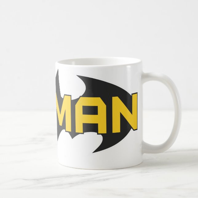 Batman Symbol | Name Yellow & Black Logo Coffee Mug (Right)