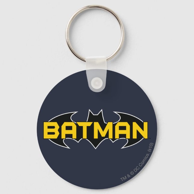 Batman Symbol | Name Yellow & Black Logo Key Ring (Front)