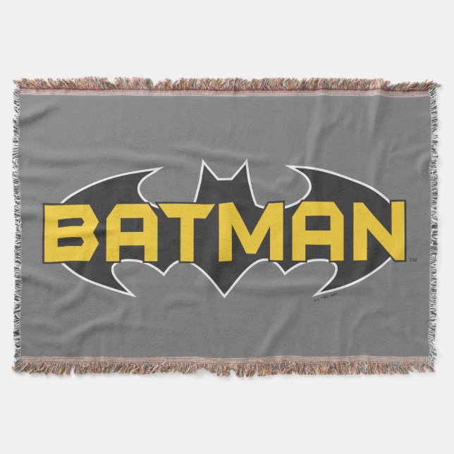 Batman Symbol | Name Yellow & Black Logo Throw Blanket (Front)