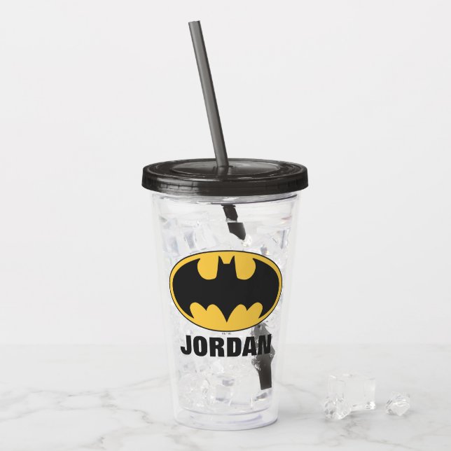 Batman Symbol | Oval Logo Acrylic Tumbler (Front Ice)