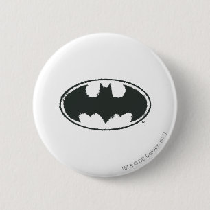 Batman Symbol   Spray Black White Logo 6 Cm Round Badge
