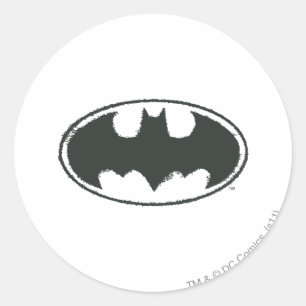 Batman Symbol Spray Black White Logo Classic Round Sticker
