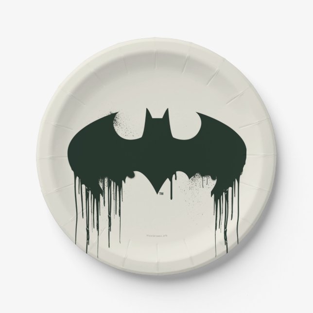 Batman Symbol | Spraypaint Logo Paper Plate (Front)