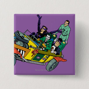 Batman Villains In Jokermobile 15 Cm Square Badge