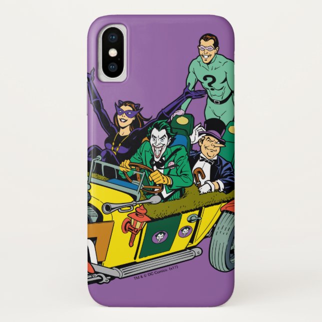 Batman Villains In Jokermobile Case-Mate iPhone Case (Back)