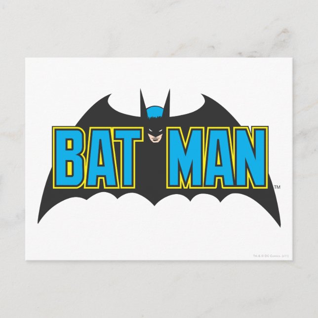 Batman | Vintage Blue Black Logo Postcard (Front)
