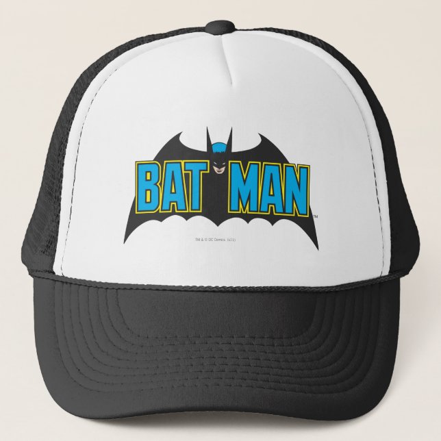 Batman | Vintage Blue Black Logo Trucker Hat (Front)
