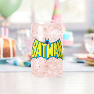 Batman   Vintage Yellow Blue Logo Can Glass