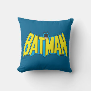 Batman   Vintage Yellow Blue Logo Cushion