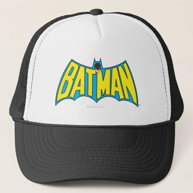 Batman | Vintage Yellow Blue Logo Trucker Hat (Front)