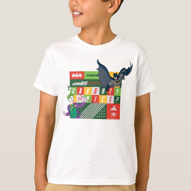 Batman vs Joker "Naughty or Nice" T-Shirt (Front)