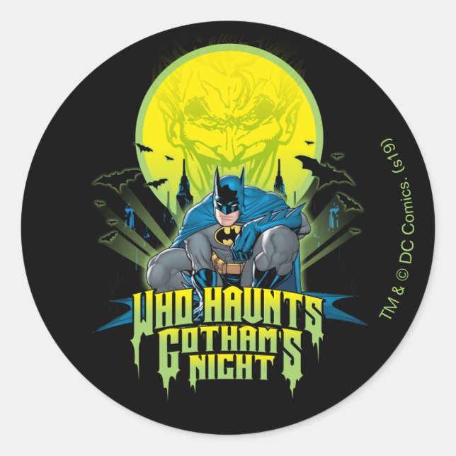 Batman | Who Haunts Gothams Night Classic Round Sticker (Front)