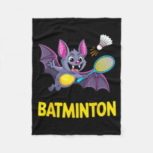 Batminton – Funny Cartoon Bat Playing Badminton  Fleece Blanket