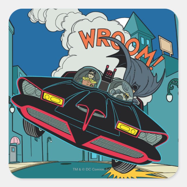 Batmobile Wroom! Square Sticker (Front)